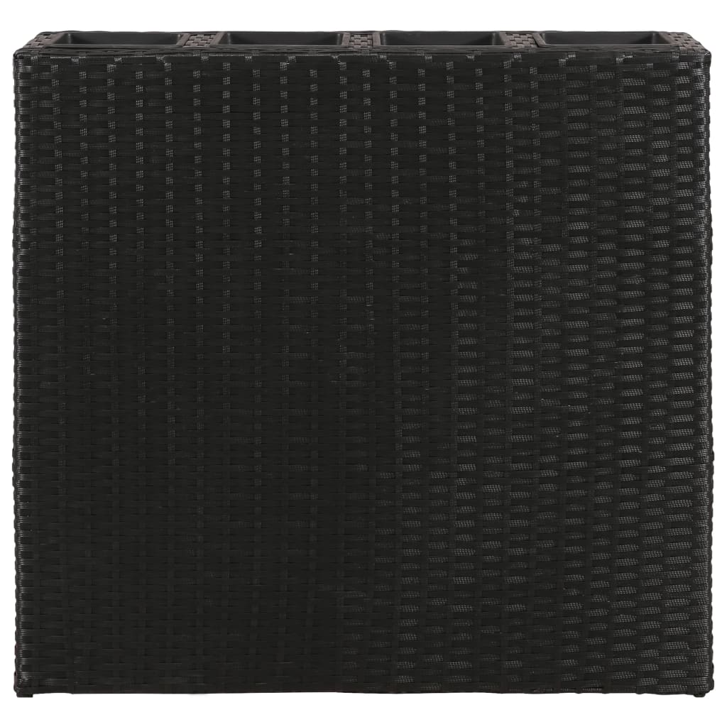 Vidaxl -Pflanzer mit 4 Töpfen Poly Rattan Schwarz angehoben