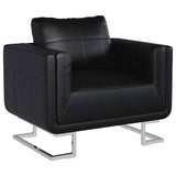 Vidaxl fauteuil met verchroomde poten kubus kunstleer zwart