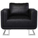 Vidaxl fauteuil met verchroomde poten kubus kunstleer zwart