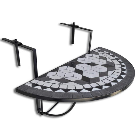 Vidaxl balkontafel hangend mozaïek zwart en wit