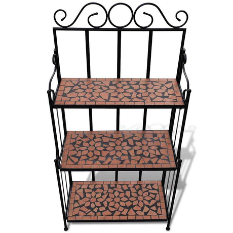 Vidaxl plantenstandaard met 3 verdiepingen mozaïek terracotta