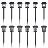 VIDAXL 12-teilig LED-Gartenbeleuchtungsset Solar mit Pin 8.6x8.6x38 cm