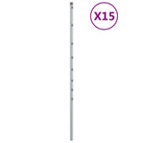 Vidaxl Zaunpfosten 15 St 150 cm verzinkter Stahl Silberfarbe