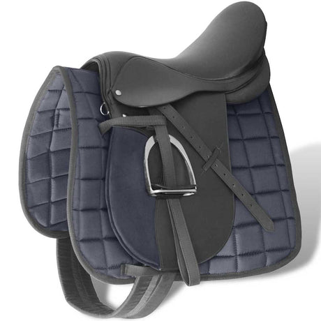 Vidaxl echtes Leder-Reiten-Sattel 17,5 18 cm (5-in-1-Set, schwarz)