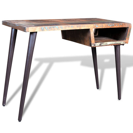 Vidaxl bureau met ijzeren poten gerecycled hout