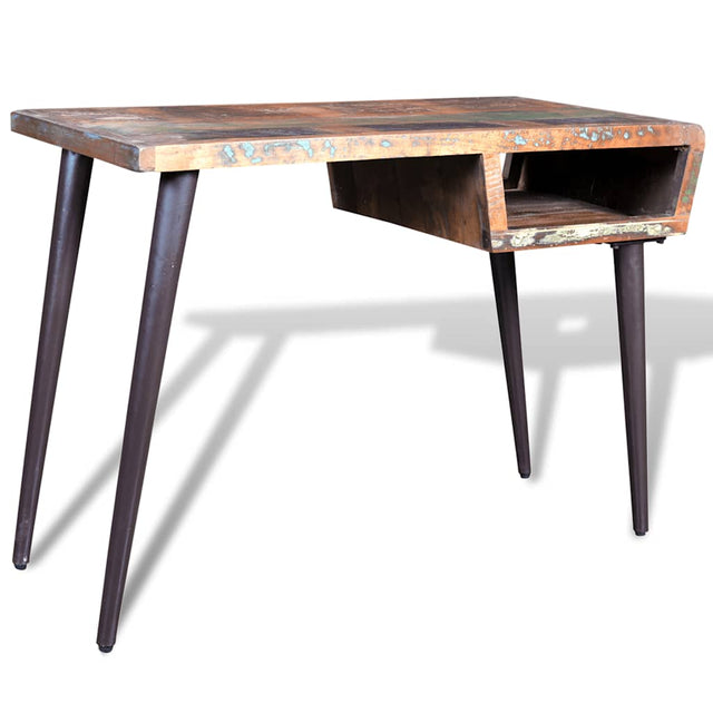 Vidaxl bureau met ijzeren poten gerecycled hout