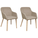 Vidaxl eetkamerstoelen 2 st stof en massief eikenhout beige