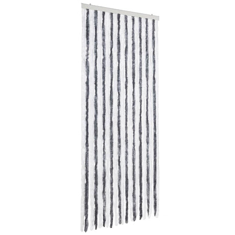 Vidaxl Fly Vorhang 90x220 cm Chenille grau und weiß