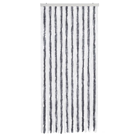 Vidaxl Fly Vorhang 90x220 cm Chenille grau und weiß