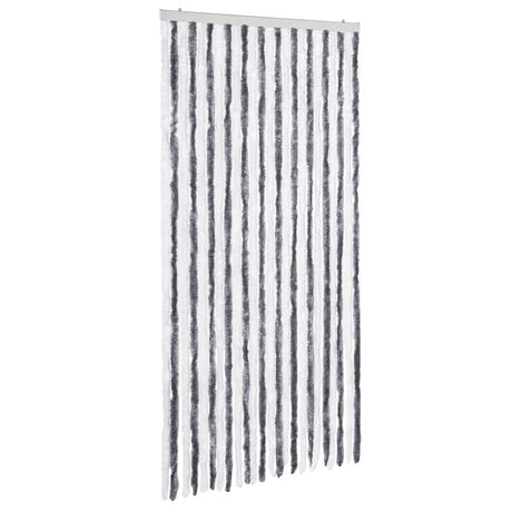 Vidaxl Fly Vorhang 100x220 cm Chenille grau und weiß