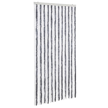 Vidaxl Fly Vorhang 100x220 cm Chenille grau und weiß