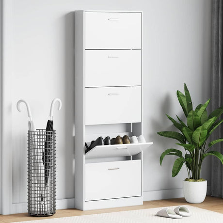 Vidaxl Schuhschrank Holz mit 5 Lagerfächern weiß