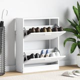 Vidaxl -Schuhschrank mit 2 Fächern Holzweiß