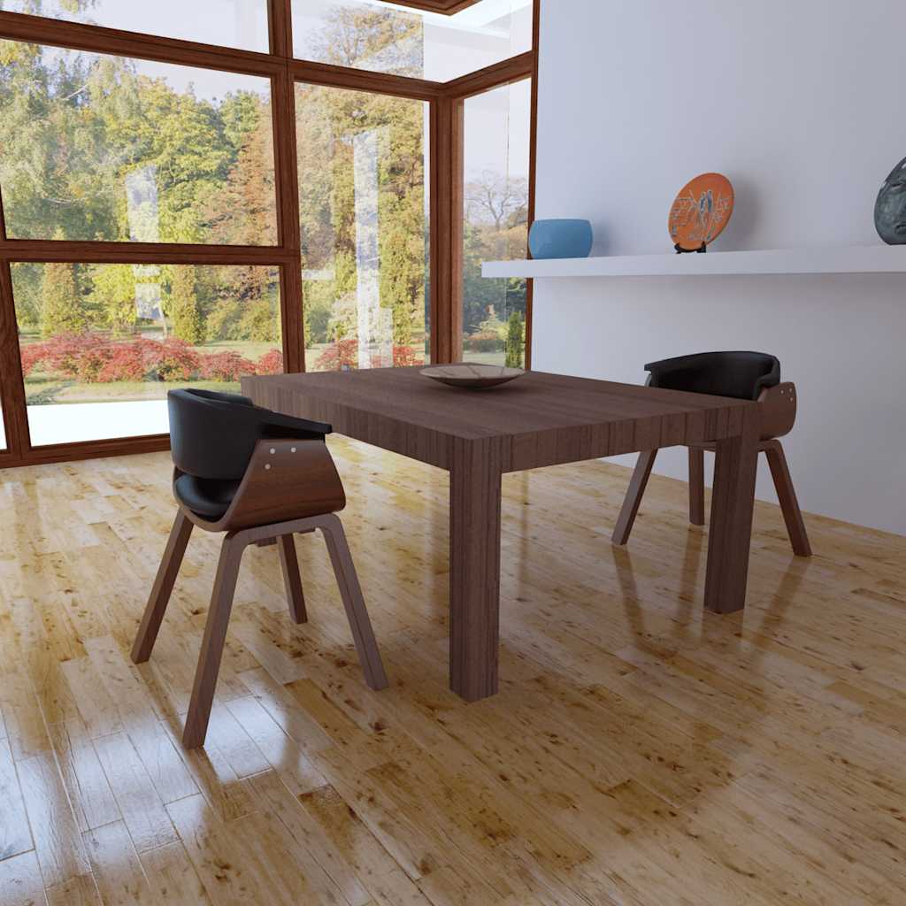 Vidaxl eetkamerstoelen 2 st gebogen hout en kunstleer
