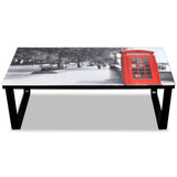 Vidaxl salontafel met telefooncel-print glazen tafelblad