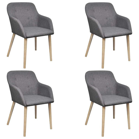 Vidaxl eetkamerstoelen 4 st stof en massief eikenhout donkergrijs