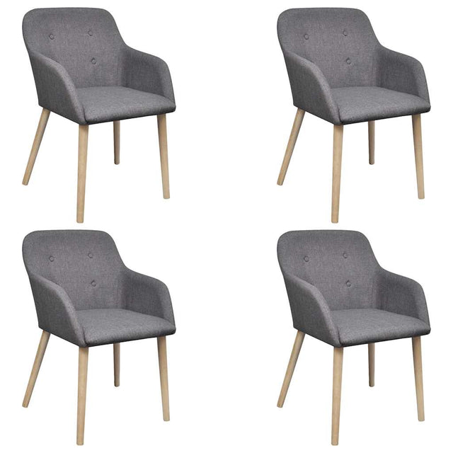 Vidaxl eetkamerstoelen 4 st stof en massief eikenhout donkergrijs
