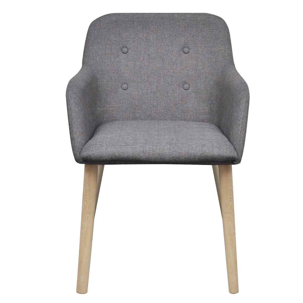 Vidaxl eetkamerstoelen 4 st stof en massief eikenhout donkergrijs