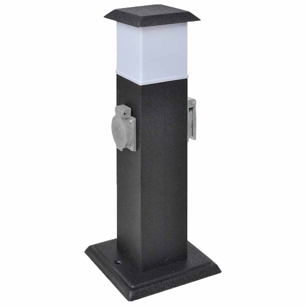 VIDAXL BUITENSTOPCONTAKT AUF SALTER MIT LAMPE (Schwarz)