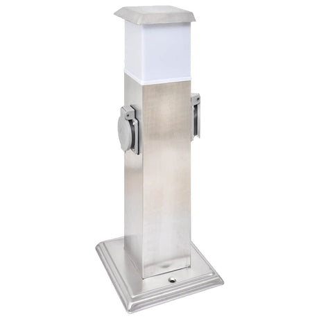 Vidaxl BuitenStopContact auf der Säule mit Lampe (Edelstahl)