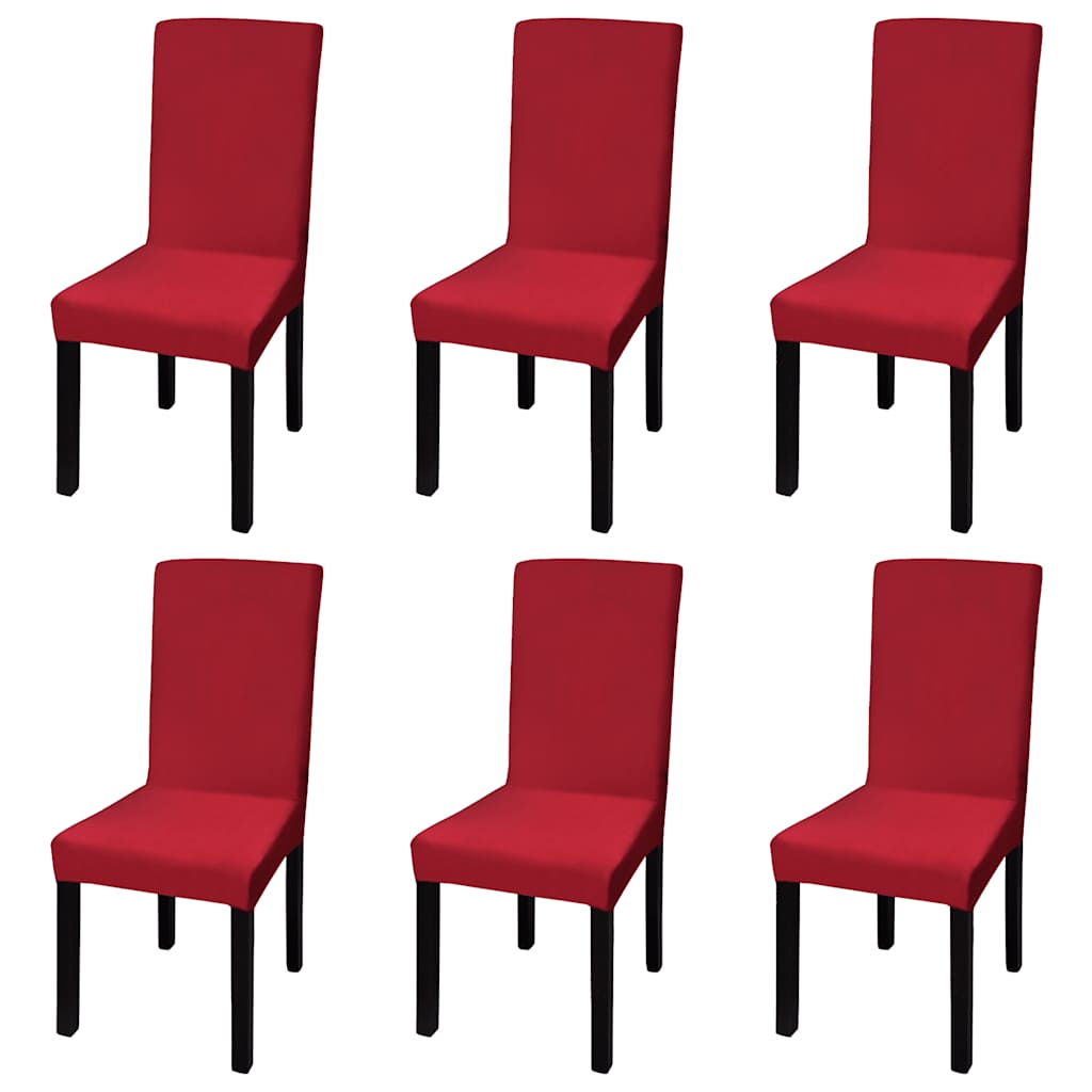 VIDAXL 6 ST STUHR -Abdeckung Stretch gerade Bordeaux