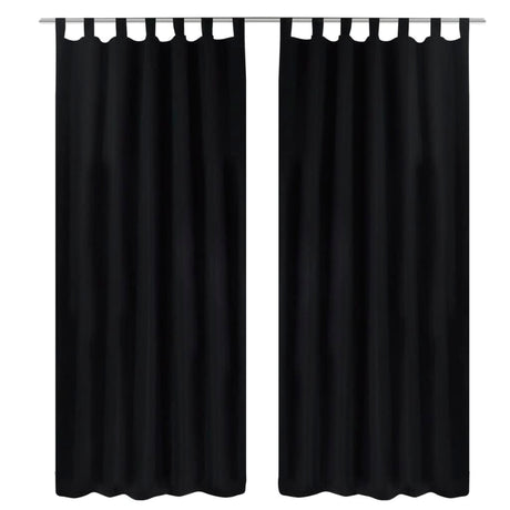 Vidaxl Micro-Satin-Vorhänge mit Ringen 140 x 175 cm 2 Stücke (schwarz)