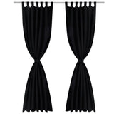 Vidaxl Micro-Satin-Vorhänge mit Ringen 140 x 175 cm 2 Stücke (schwarz)