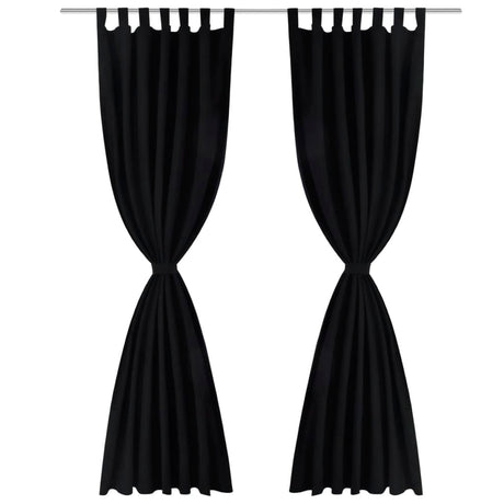 Vidaxl Micro-Satin-Vorhänge mit Ringen 140 x 175 cm 2 Stücke (schwarz)