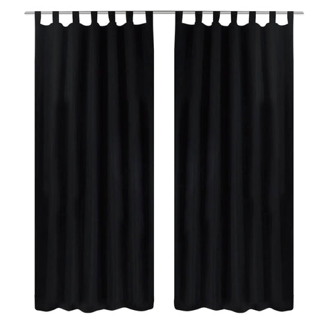 Vidaxl Micro-Satin-Vorhänge mit Ringen 140 x 225 cm 2 Stücke (schwarz)