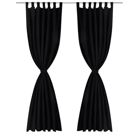 Vidaxl Micro-Satin-Vorhänge mit Ringen 140 x 225 cm 2 Stücke (schwarz)