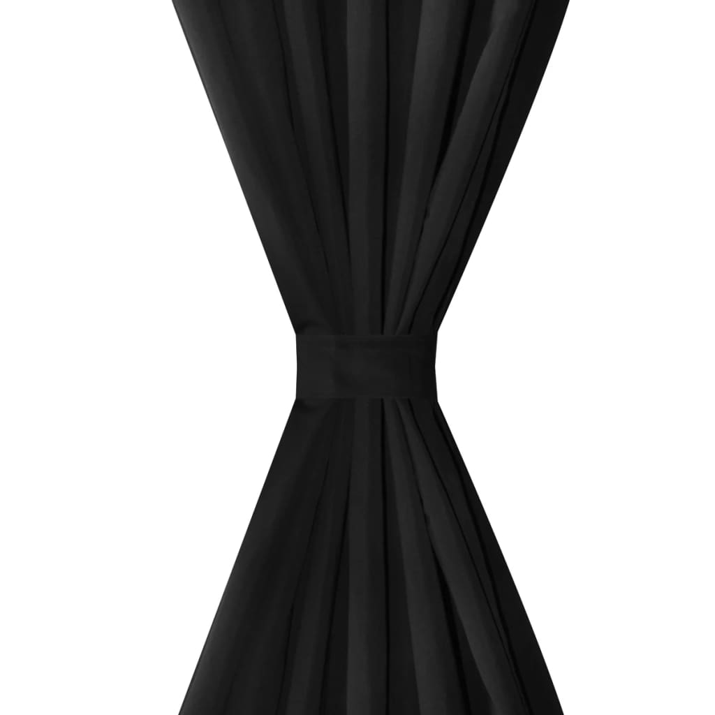 Vidaxl Micro-Satin-Vorhänge mit Ringen 140 x 225 cm 2 Stücke (schwarz)