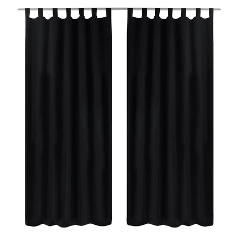 Vidaxl Micro-Satin-Vorhänge mit Ringen 140 x 245 cm 2 Stücke (schwarz)