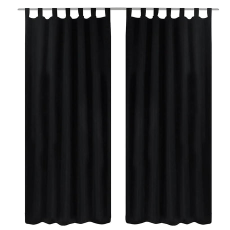 Vidaxl Micro-Satin-Vorhänge mit Ringen 140 x 245 cm 2 Stücke (schwarz)