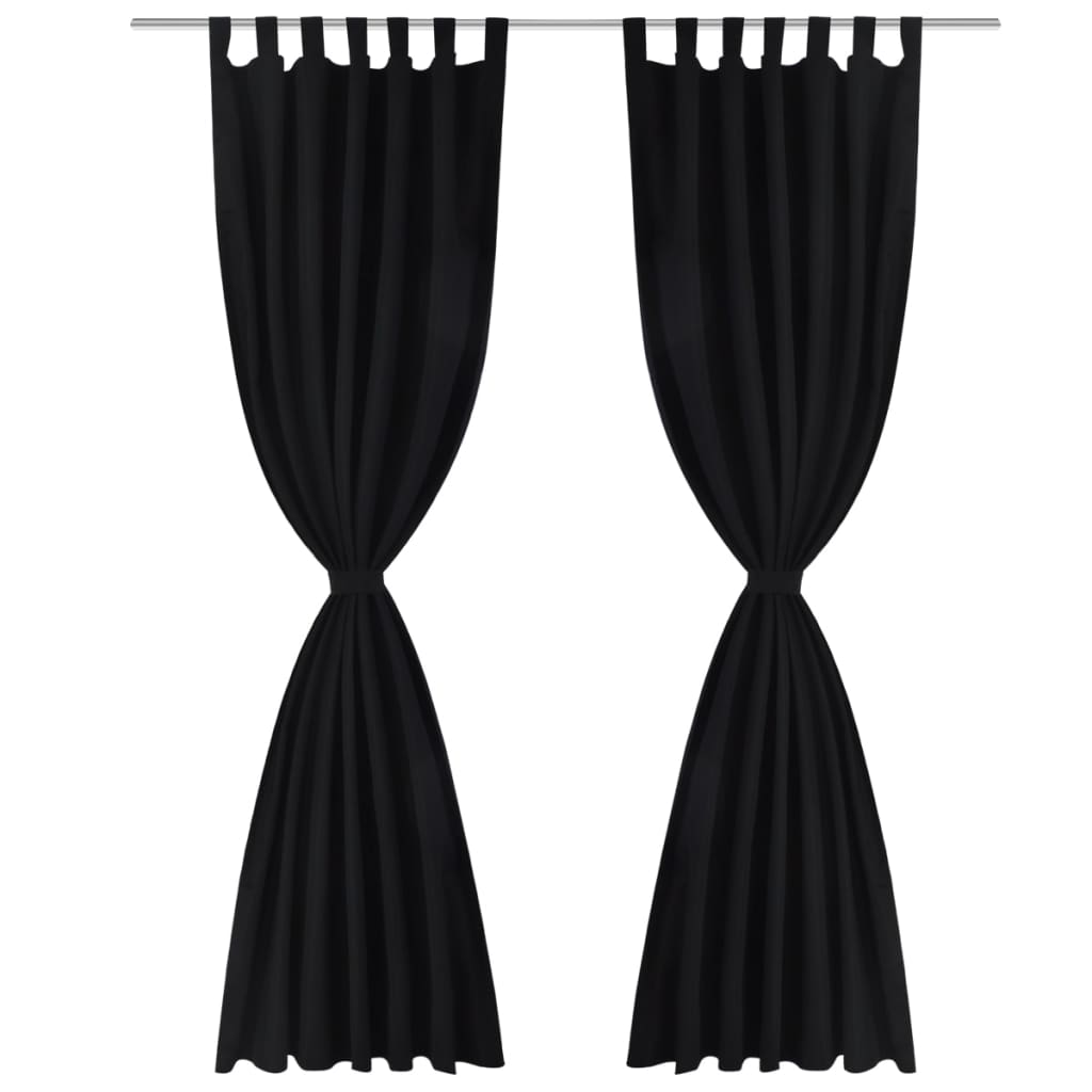 Vidaxl Micro-Satin-Vorhänge mit Ringen 140 x 245 cm 2 Stücke (schwarz)