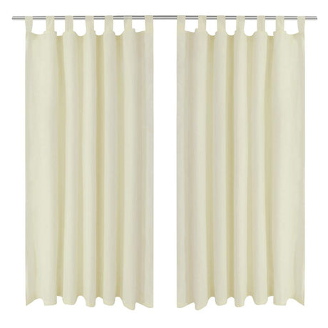 Vidaxl Micro-Satin-Vorhänge mit Ringen 140 x 245 cm 2 Stück (Creme)