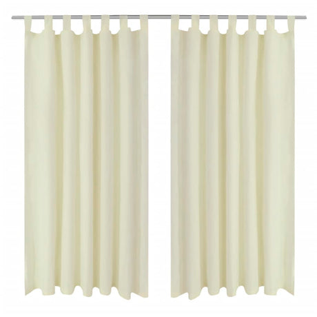 Vidaxl Micro-Satin-Vorhänge mit Ringen 140 x 245 cm 2 Stück (Creme)