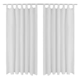 Vidaxl Micro-Satin-Vorhänge mit Ringen 140 x 225 cm 2 Stücke (weiß)