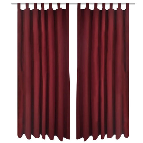 VIDAXL MICRO-SATIN-Vorhänge mit Ringen 140 x 175 cm 2 Stücke (Weinrot)