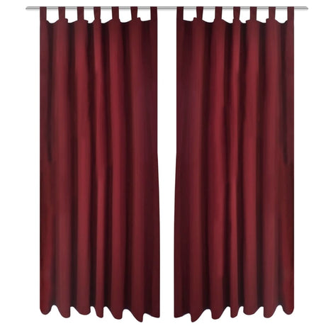 VIDAXL MICRO-SATIN-Vorhänge mit Ringen 140 x 225 cm 2 Stücke (Weinrot)