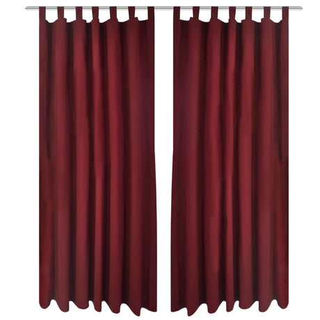 VIDAXL MICRO-SATIN-Vorhänge mit Ringen 140 x 245 cm 2 Stück (Weinrot)