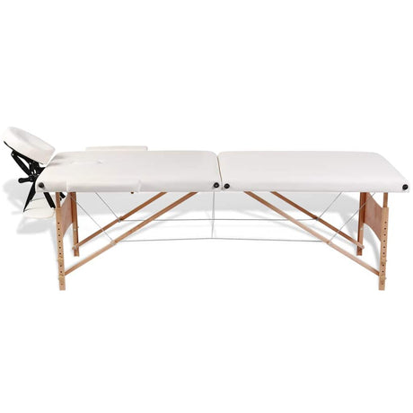 Vidaxl Faltbare Massage Tabelle 2 Zonen mit Holzrahmen (Creme)