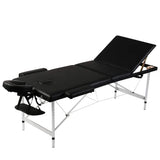 VIDAXL Faltbare Massage Tabelle 3 Zonen mit Aluminiumrahmen (schwarz)