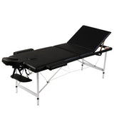 VIDAXL Faltbare Massage Tabelle 3 Zonen mit Aluminiumrahmen (schwarz)