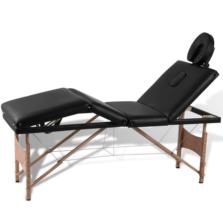 Vidaxl Faltbare Massage Tabelle 4 Zonen mit Holzrahmen (schwarz)