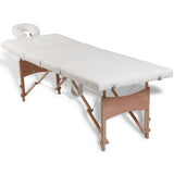 Vidaxl Faltbare Massage Tabelle 4 Zonen mit Holzrahmen (Creme)