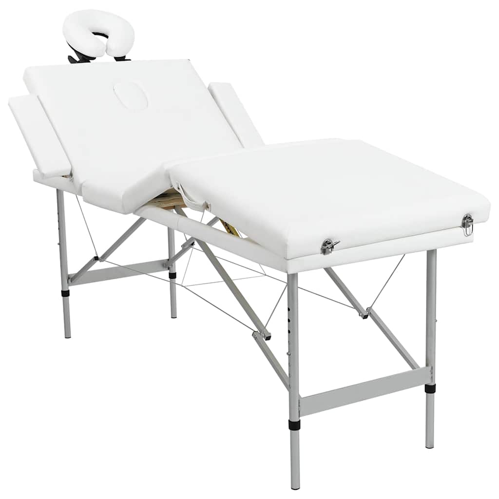 VIDAXL -Massage -Tabelle mit Aluminiumrahmen zusammenklappbar (vier Teile Creme weiß)