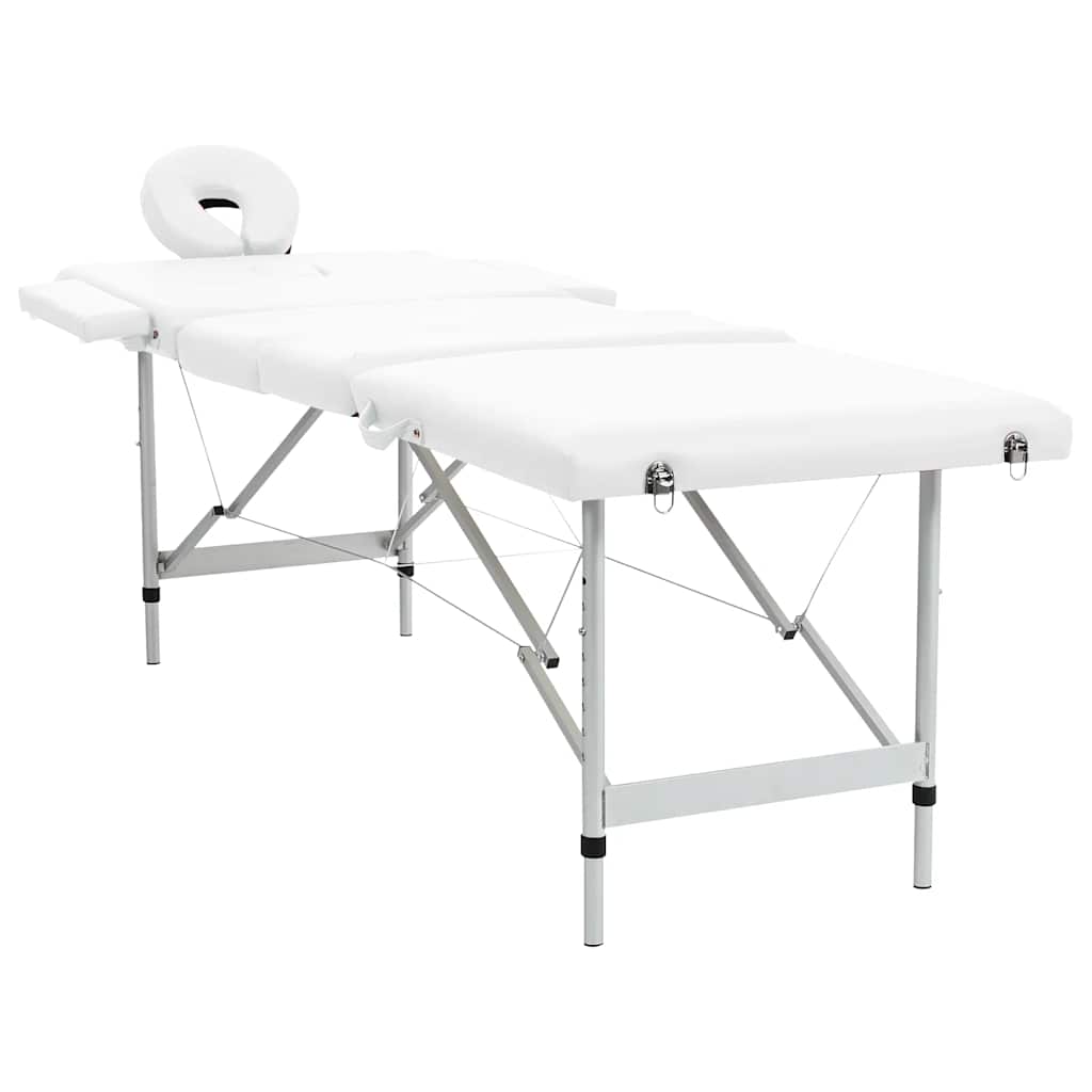 VIDAXL -Massage -Tabelle mit Aluminiumrahmen zusammenklappbar (vier Teile Creme weiß)