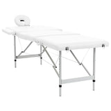 VIDAXL -Massage -Tabelle mit Aluminiumrahmen zusammenklappbar (vier Teile Creme weiß)