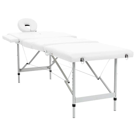 VIDAXL -Massage -Tabelle mit Aluminiumrahmen zusammenklappbar (vier Teile Creme weiß)