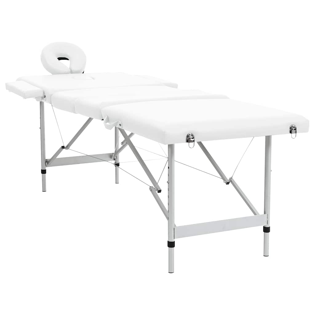 VIDAXL -Massage -Tabelle mit Aluminiumrahmen zusammenklappbar (vier Teile Creme weiß)